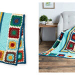 Granny Stripes & Squares Blanket Free Crochet Pattern