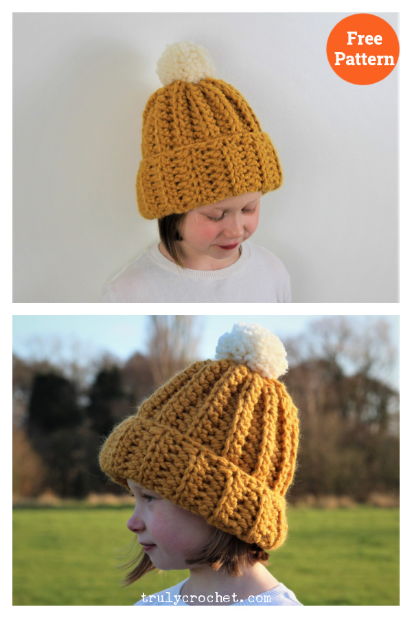 Kids Ribbed Hat Free Crochet Pattern