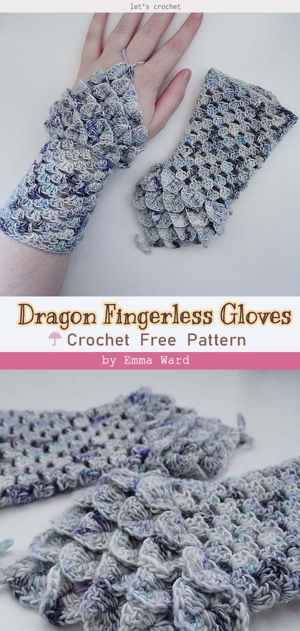 Crochet Basic Granny Dragon Fingerless Gloves Free Pattern