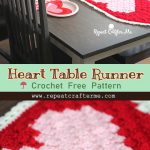 Crochet c2c Valentine’s Heart Table Runner Free Pattern