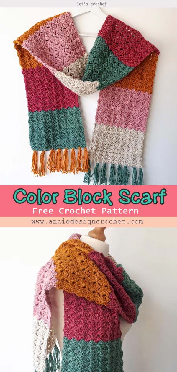 Crochet Color-Block Scarf – Easy Free Pattern