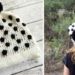 Black & White Bobble Crochet Beanie Hat Free Pattern