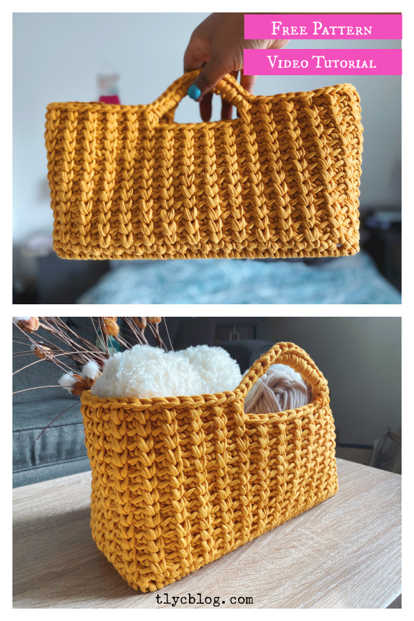 Jenna Stash Basket Free Crochet Pattern and Video Tutorial