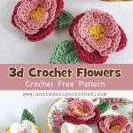 3D Rose Flower Crochet Free Pattern