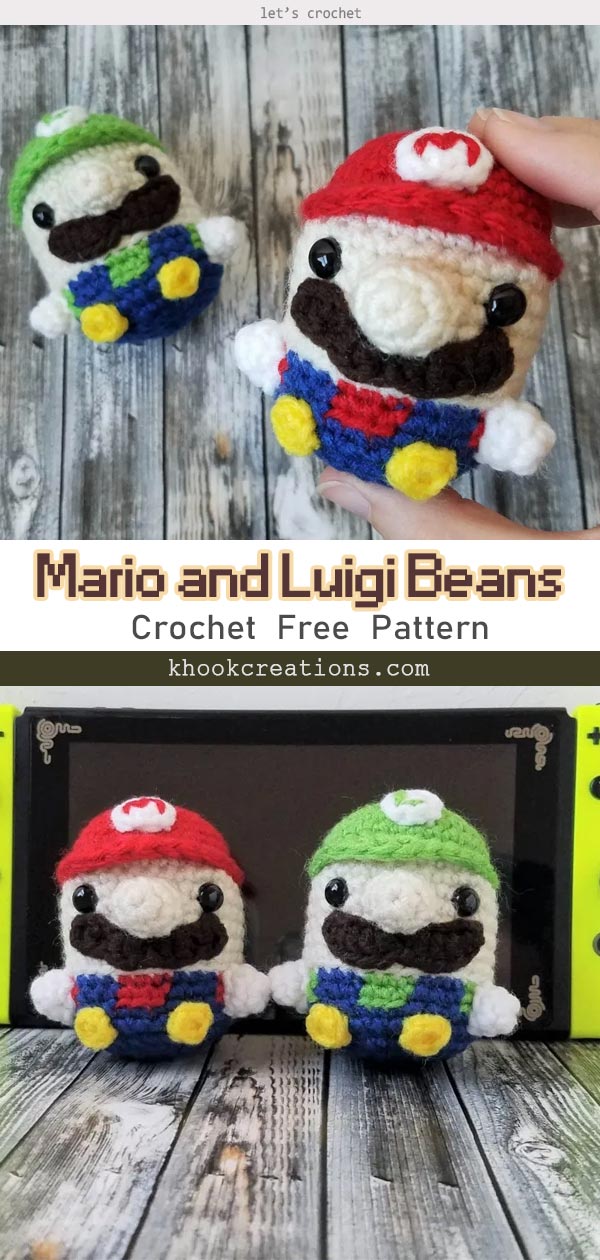 Mario and Luigi Beans Crochet Free Pattern