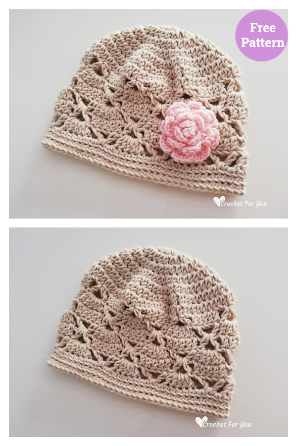 Lace Beanie Hat Free Crochet Pattern