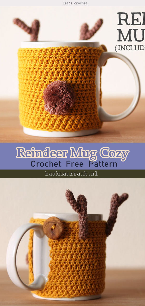 Reindeer Mug Cozy Free Crochet Pattern