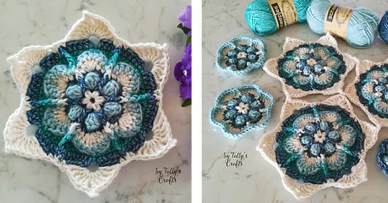 Crochet Tally’s Crafts Blue Lotus Flower Free Pattern