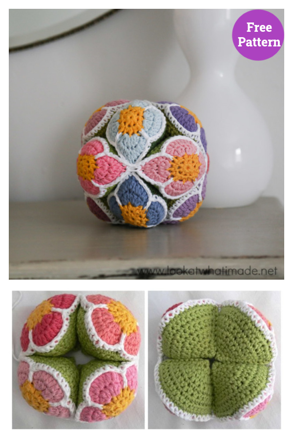 Crochet Flower Amish Puzzle Ball Free Pattern