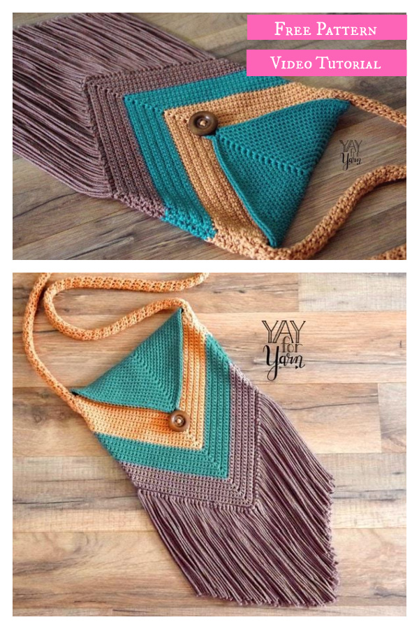 Fringed Chevron Purse Free Crochet Pattern and Video Tutorial