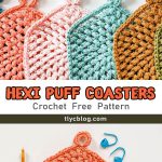 Crochet Puff Coasters Stitch Trivet Free Pattern