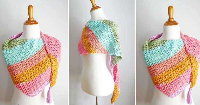 Rainbow Comforts of Home Shawl Free Crochet Pattern