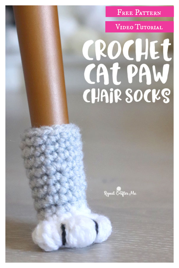 Crochet Cat Paw Chair Socks Free Pattern and Video Tutorial