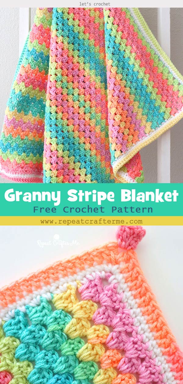 Granny Stripe Crochet Blanket Free Pattern