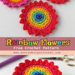 Crochet Rainbow Flowers Applique Free Pattern