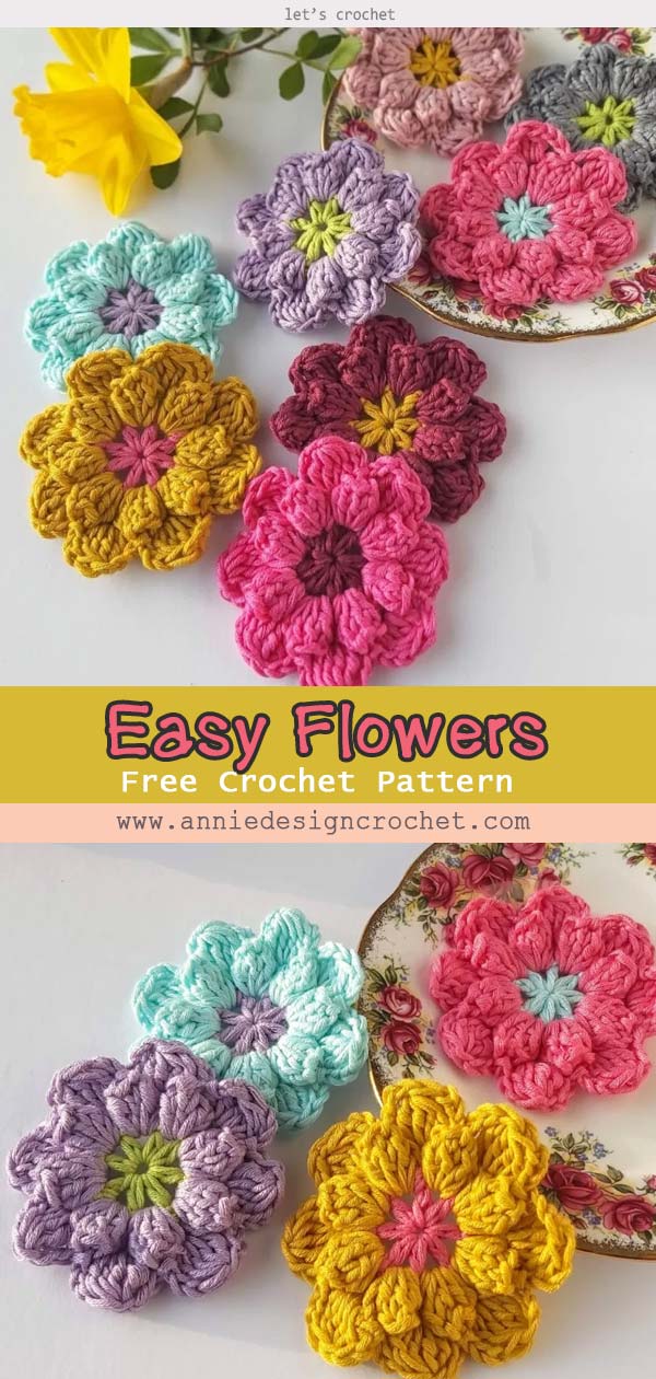 Crochet Easy Flowers Free Pattern