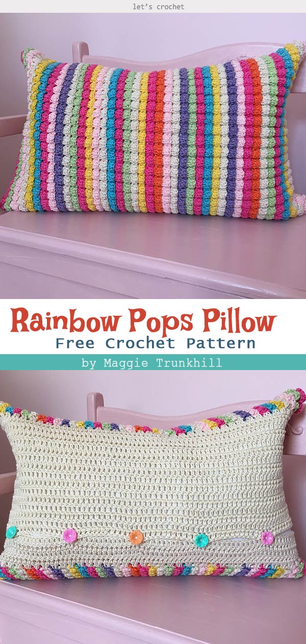 Rainbow Pops Pillow Free Crochet Pattern