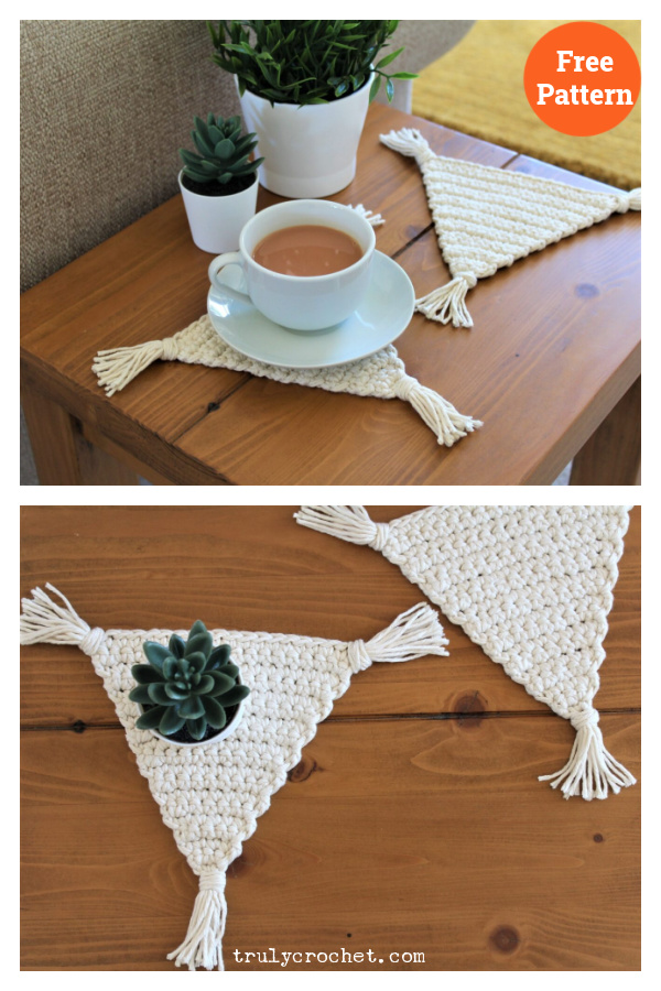 Boho Triangle Coaster Free Crochet Pattern