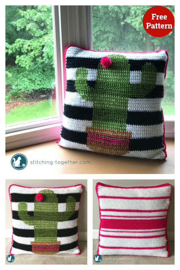 Crochet Cactus Pillow Free Pattern