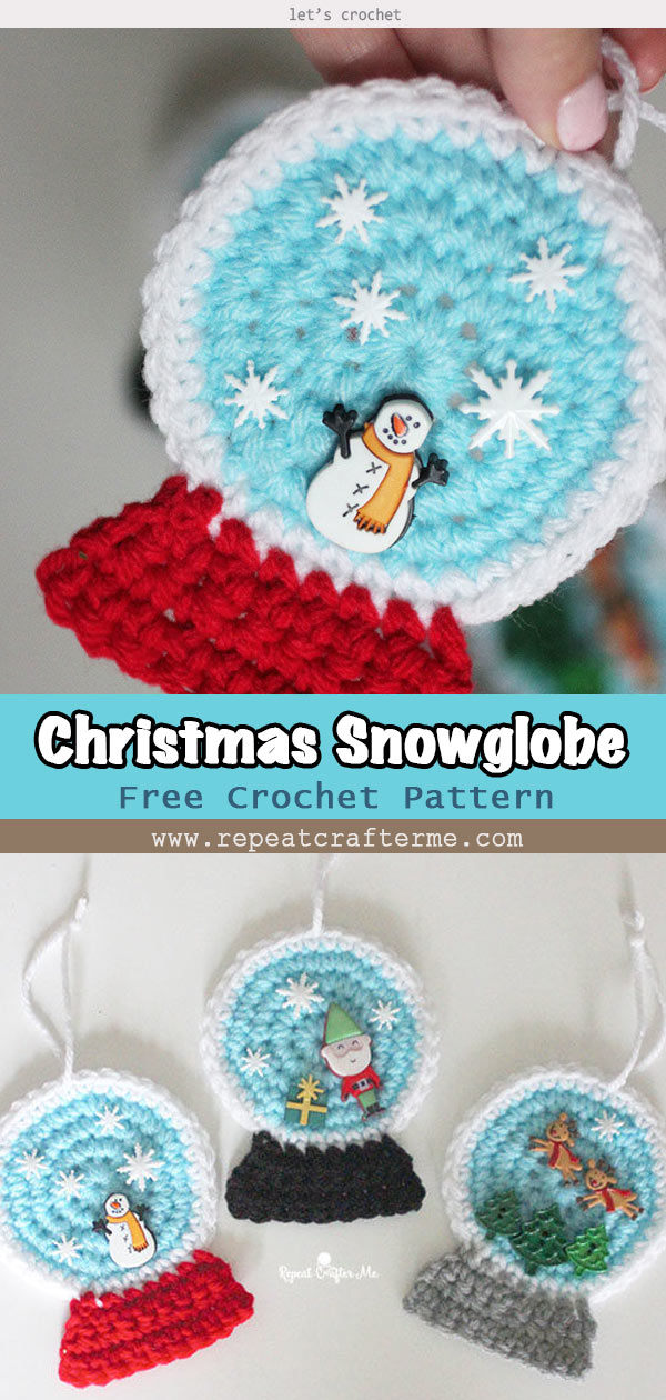 Crochet Christmas Snowglobe ornaments Free Pattern