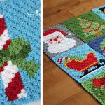 Crochet Christmas Candy Cane Pixel Square Free Pattern