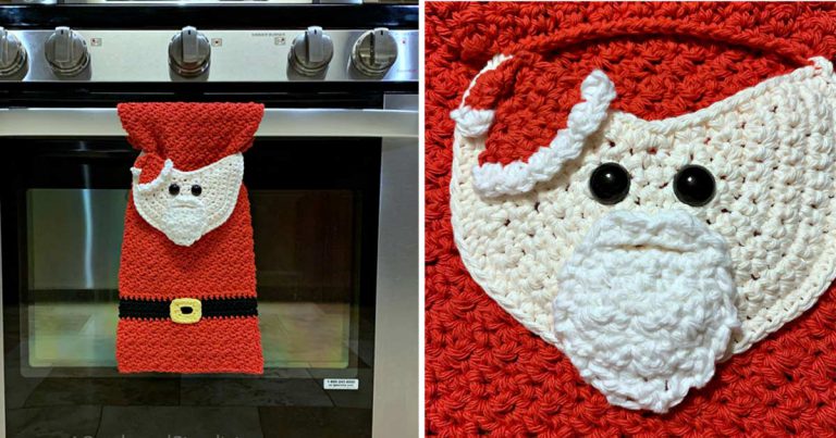 Christmas Santa Claus Kitchen Towel Free Crochet Pattern