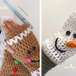 crochet christmas fingerless gloves Free Pattern