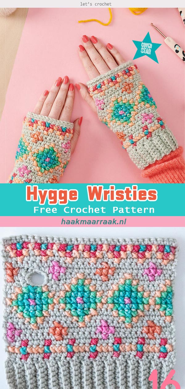 Crochet the Hygge Embroidered Wristies Free Pattern