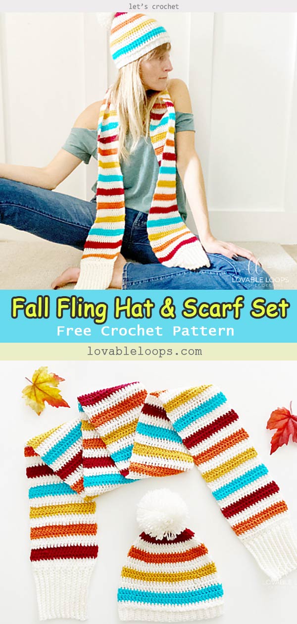 Fall Fling Hat & Scarf Set Free Crochet Pattern