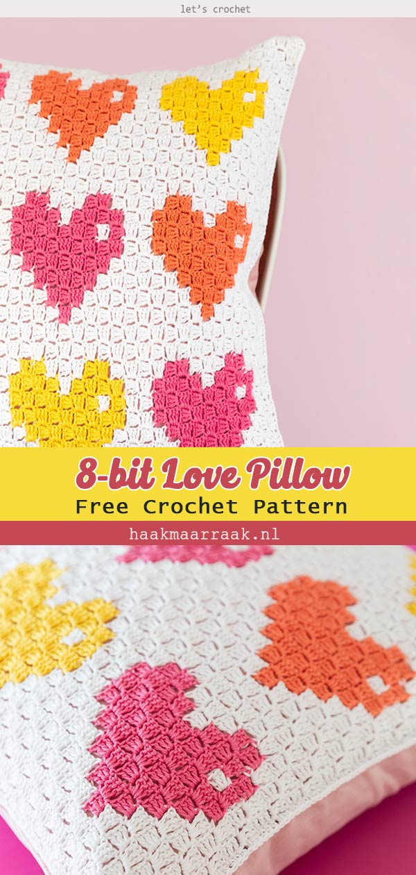 8-bit Love Pillow Free Crochet Pattern