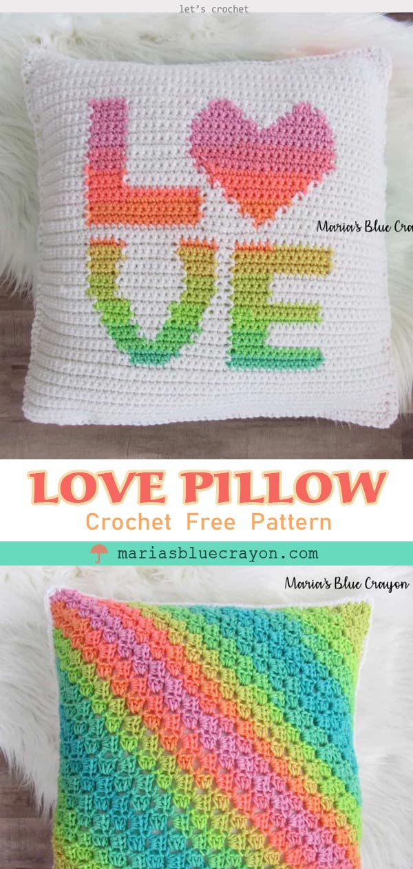 8-bit Love Pillow Free Crochet Pattern