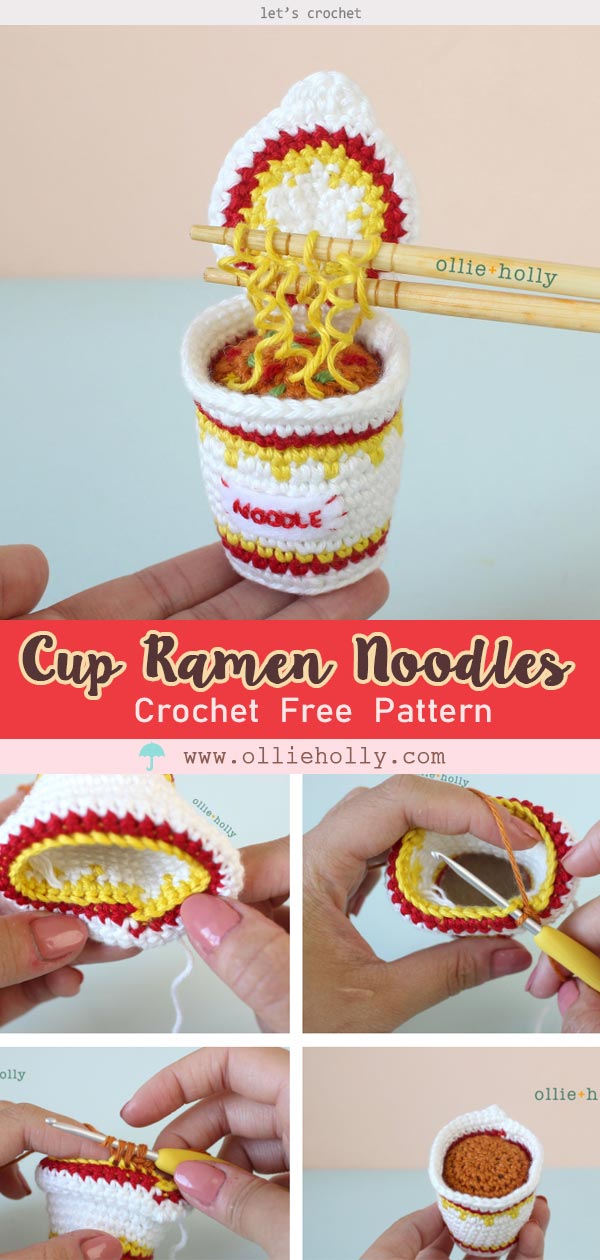 Cup Ramen Noodles Amigurumi Crochet Free Pattern