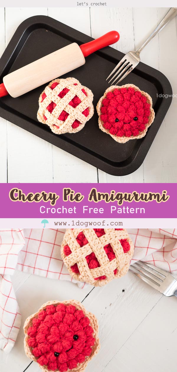 Cherry Pie Food Amigurumi Crochet Free Pattern