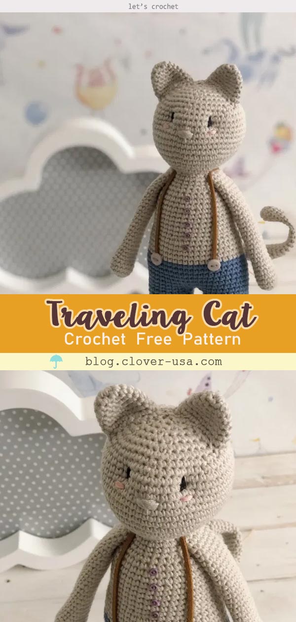 Akihiro the Traveling Cat Amigurumi Free Crochet Pattern