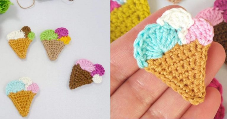 Ice Cream Applique Free Crochet Pattern