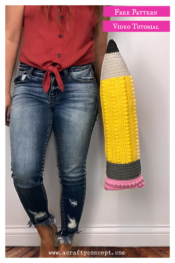 Crafty Pencil Pillow Free Crochet Pattern and Video Tutorial
