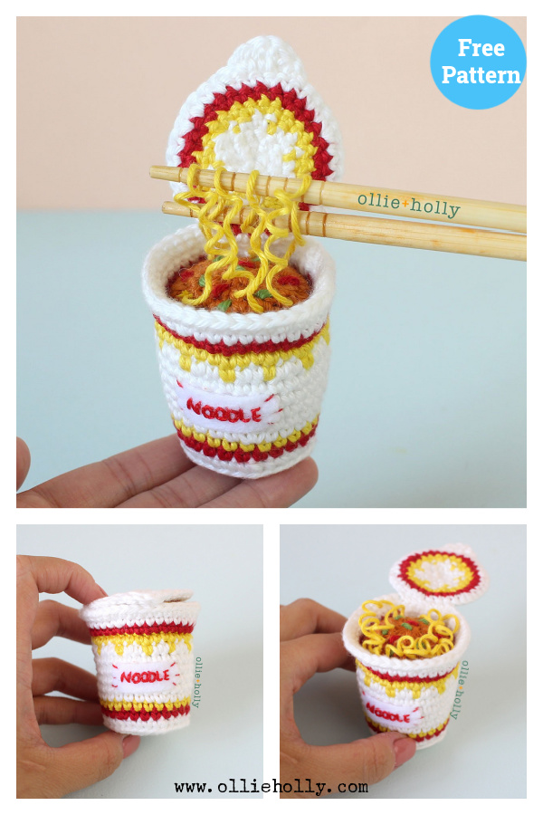 Cup Ramen Noodles Amigurumi Crochet Free Pattern