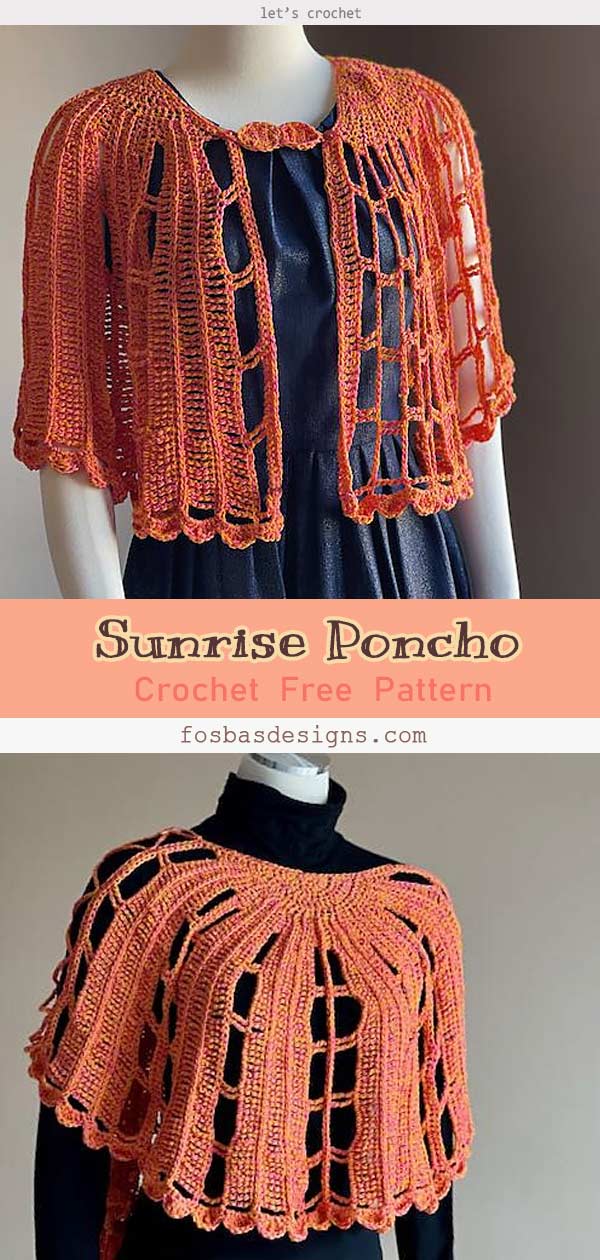Sunrise Poncho Free Crochet Pattern