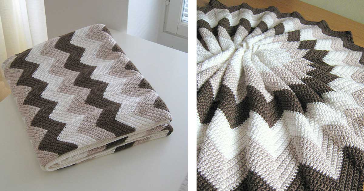 Afghan Ripple Blanket Free Crochet Pattern