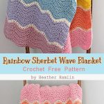 Rainbow Sherbet Wave Blanket Crochet Free Pattern