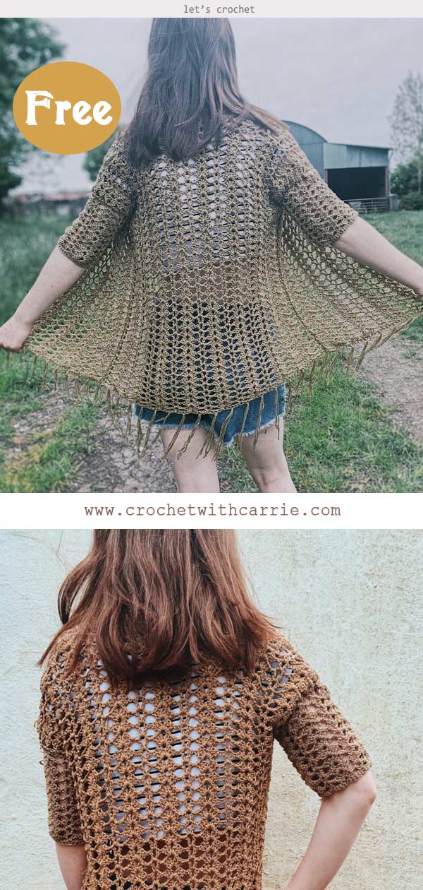 Crochet Shell Boho Cardigan Free Pattern