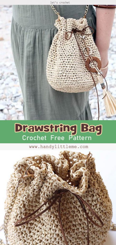 Crochet Drawstring Bag Pattern Free Pattern