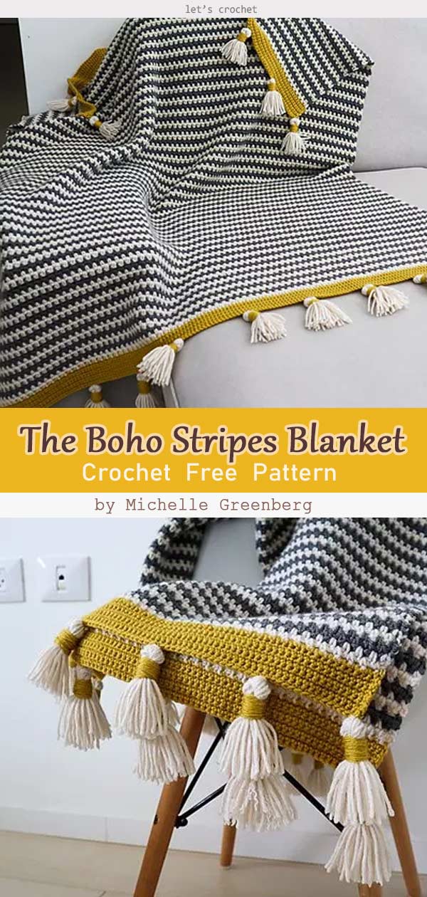 The Boho Stripes Blanket Free Crochet Pattern