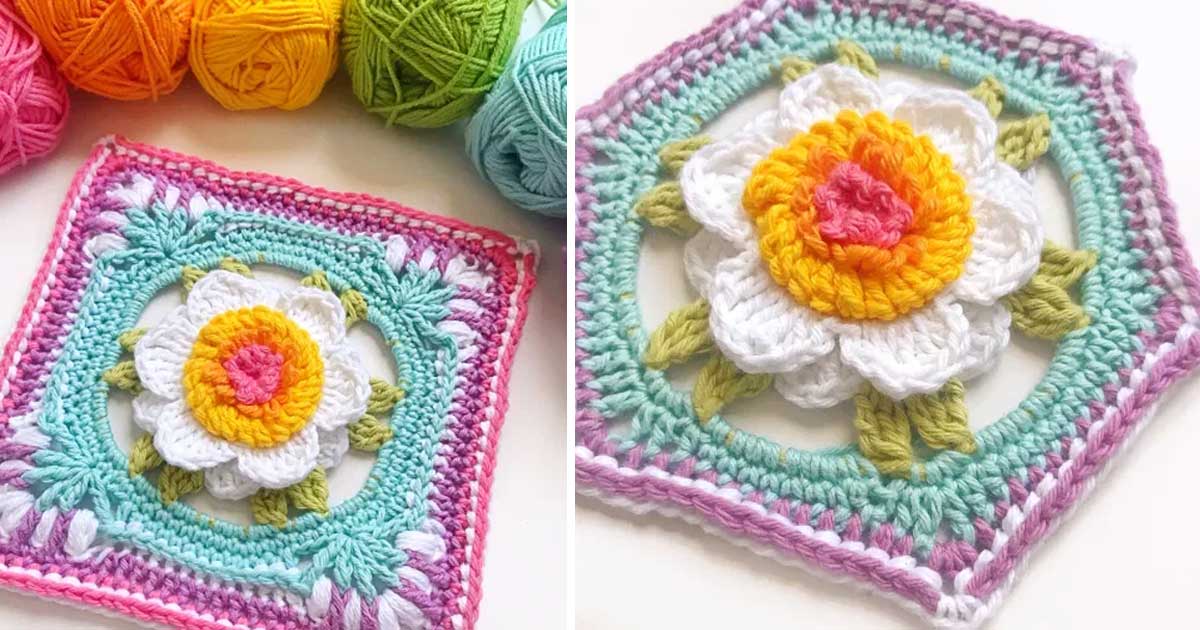 Free Crochet Floral Square Pattern