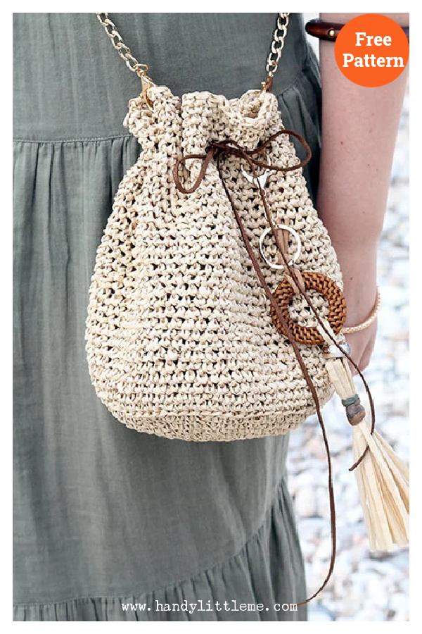 Crochet Drawstring Bag Free Pattern