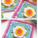 Free Crochet Floral Square Pattern