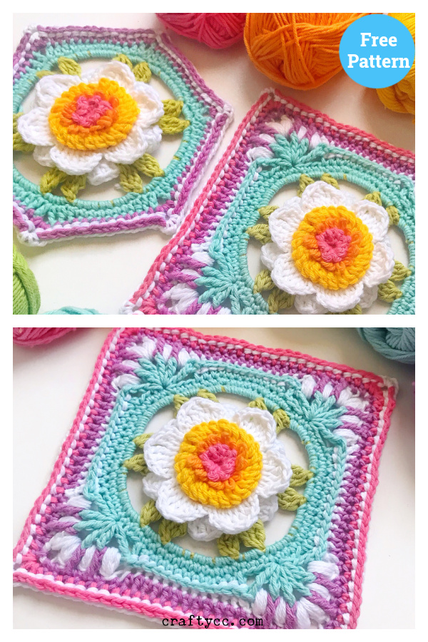 Free Crochet Floral Square Pattern