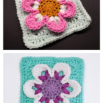 3D Flower Square Free Crochet Pattern