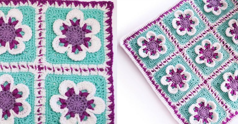 3D Flowers Blanket Free Crochet Pattern