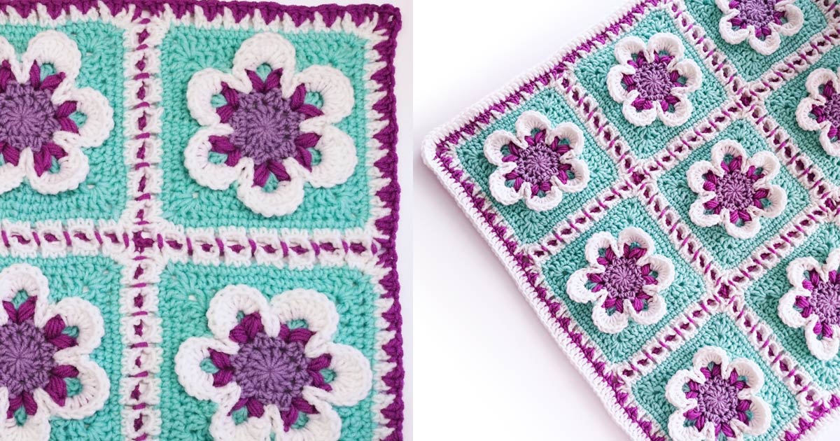 Crochet baby girl blanket with 3D flowers “Dancing Flowers” Free Pattern